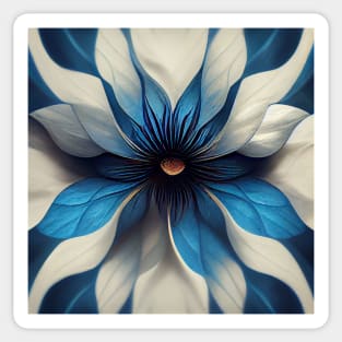 psychedelic flower, blue and white 02 Sticker